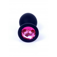 Анальна пробка чорна з каменем Plug-Jewellery Black Silicon PLUG Medium-Pink Diamond