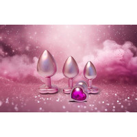 Анальная пробка розовая Dream Toys Gleaming Love с декоративным камнем в виде сердца, S