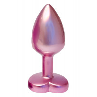 Анальная пробка розовая Dream Toys Gleaming Love с декоративным камнем в виде сердца, S