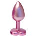 Анальна пробка рожева Dream Toys Gleaming Love з декоративним каменем у вигляді серця, S
