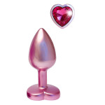 Анальна пробка рожева Dream Toys Gleaming Love з декоративним каменем у вигляді серця, S