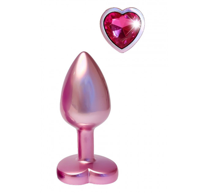 Анальна пробка рожева Dream Toys Gleaming Love з декоративним каменем у вигляді серця, S