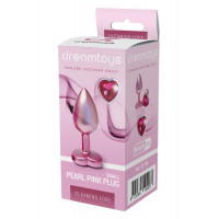 Анальная пробка розовая Dream Toys Gleaming Love с декоративным камнем в виде сердца, S