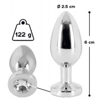 Анальна пробка з каменем You2Toys Jewel Buttplug, срібляста, Small