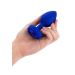 Анальная пробка с камнем и с вибрацией L/XL B-Vibe с дистанционным пультом управления, синяя