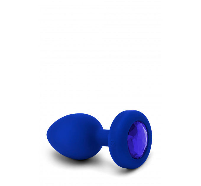 Анальная пробка с камнем и с вибрацией L/XL B-Vibe с дистанционным пультом управления, синяя