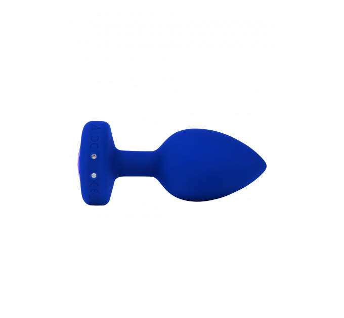 Анальная пробка с камнем и с вибрацией L/XL B-Vibe с дистанционным пультом управления, синяя