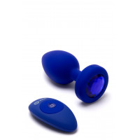 Анальна пробка з каменем та з вібрацією L/XL B-Vibe з дистанційним пультом керування, синя