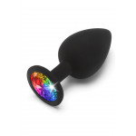 Анальна пробка Toy Joy Rainbow Booty Jewel з райдужним кристалом, чорний, Large