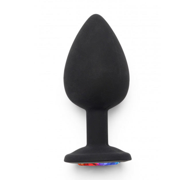 Анальна пробка Toy Joy Rainbow Booty Jewel з райдужним кристалом, чорний, Large