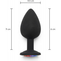 Анальна пробка Toy Joy Rainbow Booty Jewel з райдужним кристалом, чорний, Large