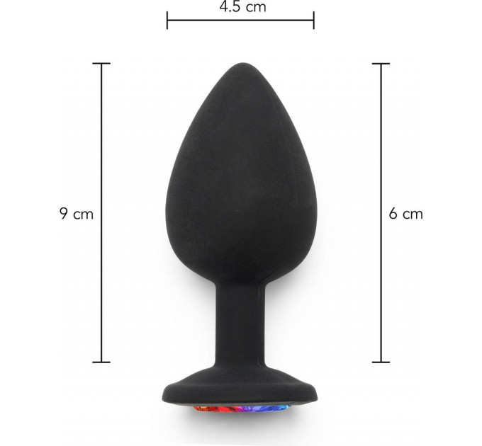 Анальна пробка Toy Joy Rainbow Booty Jewel з райдужним кристалом, чорний, Large