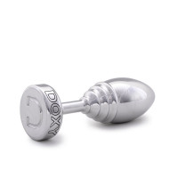 Анальная пробка ребристая Doxy Ribbed Butt Plug металл, серебристая