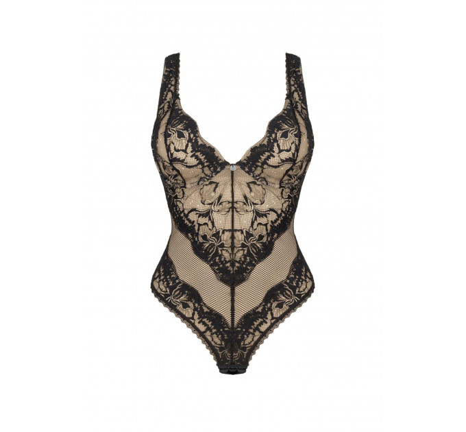 Боди кружевной Obsessive Olvidia, черный, M/L