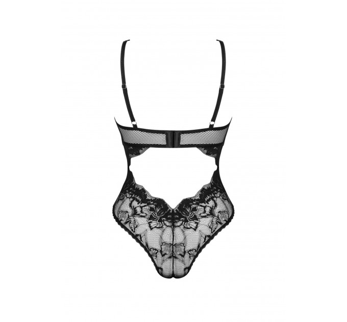 Боди кружевной Obsessive Olvidia, черный, M/L