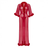 Длинный халат Leg Avenue Marabou Trimmed Red O\S