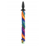 Коническая анальная пробка с хвостом NS Novelties Unicorn Tails, разноцветный