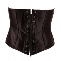 Корсет з відкритим бюстом, L, Cottelli Collection Party Corset Open Cup на талію, чорний