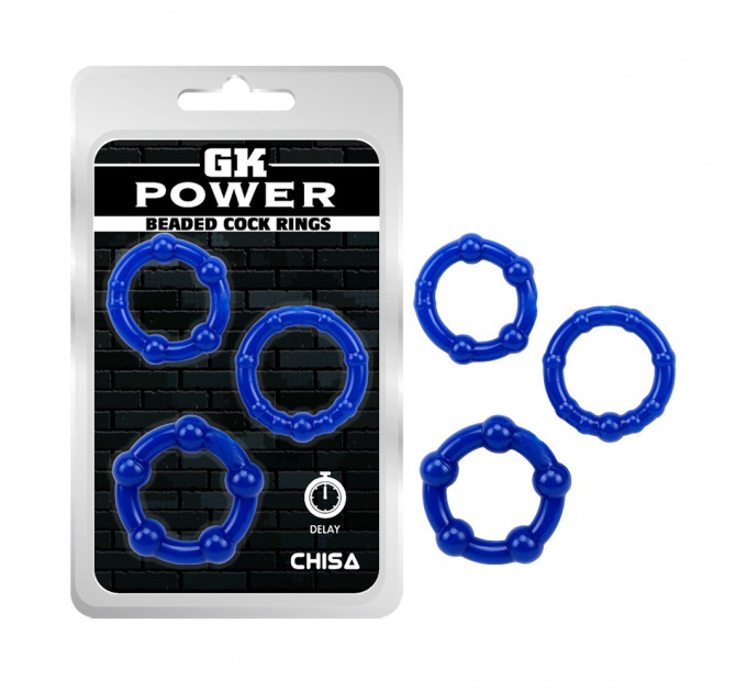 Набір ерекційних кілець Сhisa GK Power Stay Hard сині, 3 шт.
