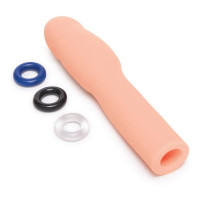 Насадка на пенис Size-Up Penis Extender с 3 эрекционными кольцами в наборе, бежевая