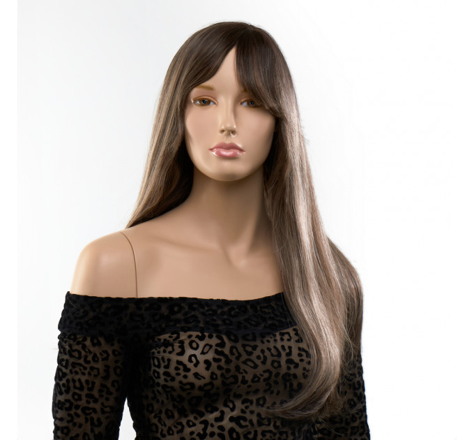 Парик длинный с челкой Fetish Hair, русый с эффектом мелирования, 60 см