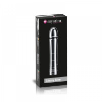 Универсальный фаллоимитатор для электростимуляции Mystim Glossy из алюминия, 14 см х 3.2 см