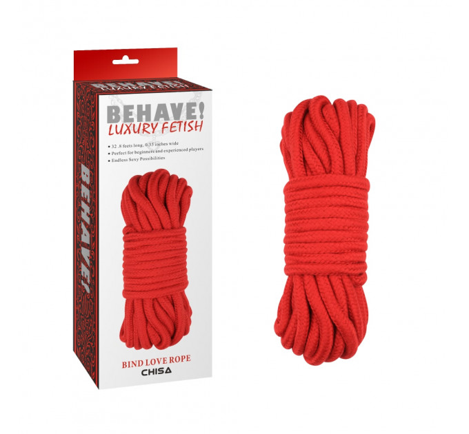 Веревка для бондажа и шибари Chisa Behave! Bing Love Rope, красная
