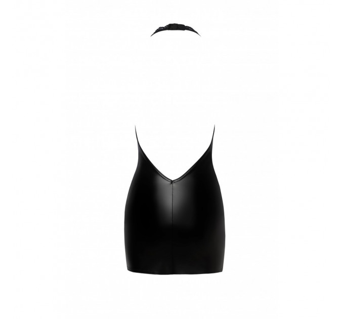 Виниловое мини-платье L F283 Noir Handmade, с кружевом, черное