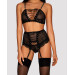 Комплект со шнуровкой и поясом для чулок Obsessive Basitta, черный, L/XL