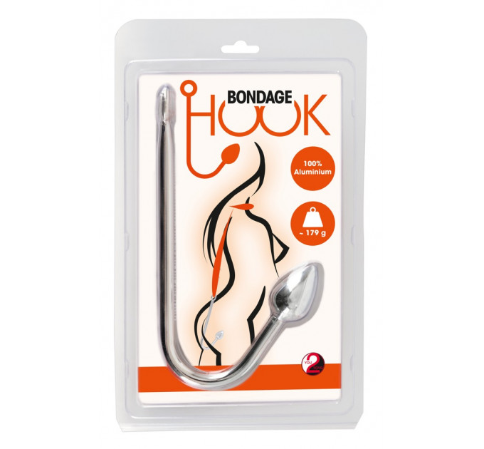 Крюк анальный металлический You2Toys Bondage Hook с кольцом для бондажа, серебристый
