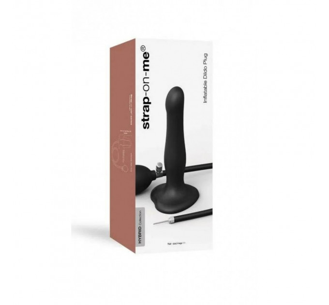 Анальная пробка с накачкой нереалистичная Strap-On-Me черная, 19 х 6 см