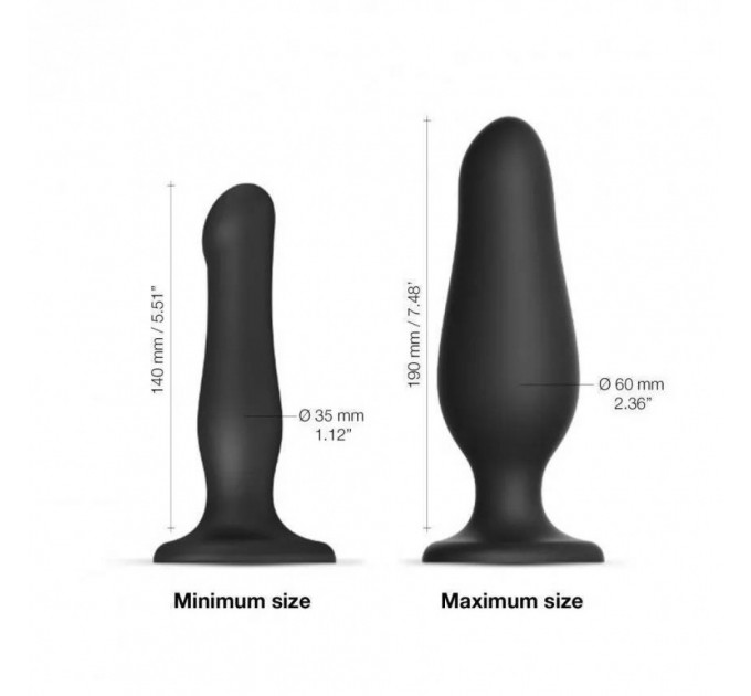 Анальная пробка с накачкой нереалистичная Strap-On-Me черная, 19 х 6 см