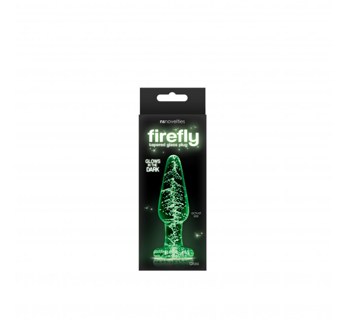 Анальна пробка скляна NS Novelties, що світиться FIREFLY GLASS TAPERED PLUG MEDIUM CLEAR