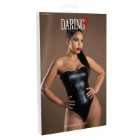 Боді без бретелів Daring Intimates, з ефектом мокрої тканини, чорне, S