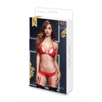 Комплект білизни мереживної BACI Lace Garter Set, червоний, One Size