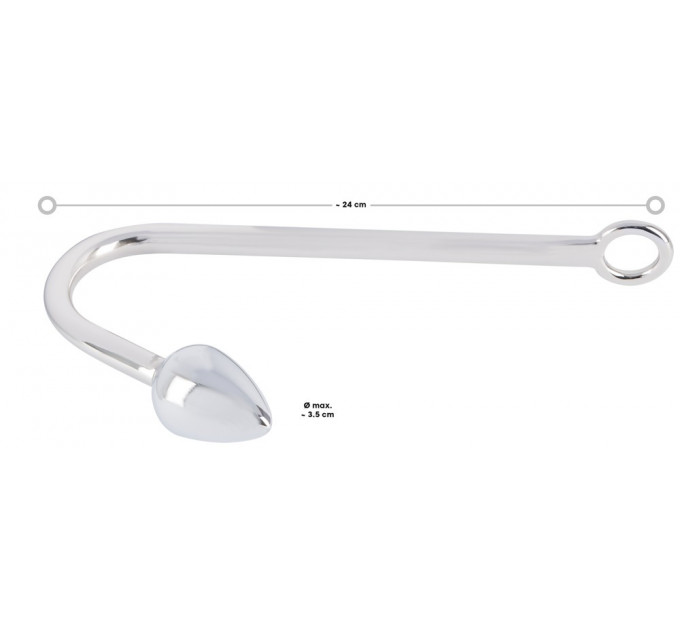Крюк анальный металлический You2Toys Bondage Hook с кольцом для бондажа, серебристый
