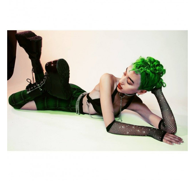 Перчатки в сетку со стразами One SIze Fishnet Arm Warmers Gloves от Leg Avenue Rhinestone, черные