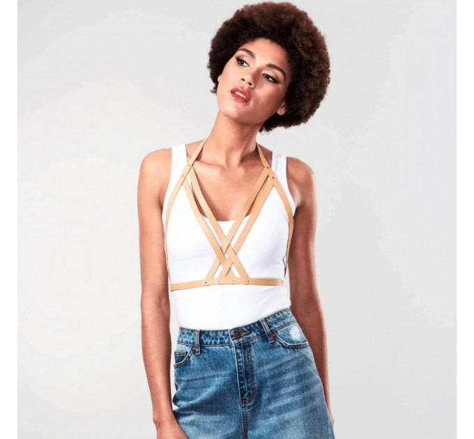 Портупея Bijoux Indiscrets MAZE - Halter Bra Harness Braun