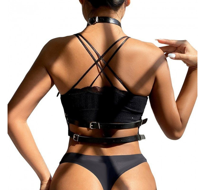 Портупея из искусственной кожи Star Night Leather Chest Harness Straps, черная
