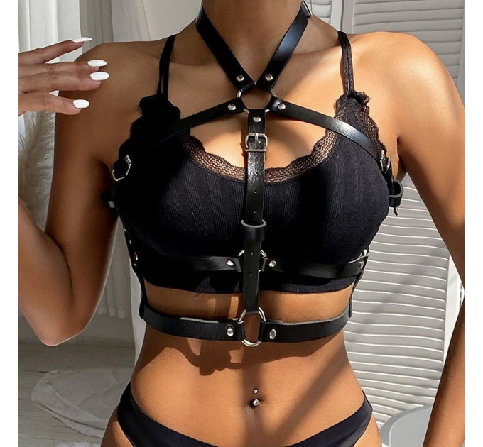 Портупея из искусственной кожи Star Night Leather Chest Harness Straps, черная