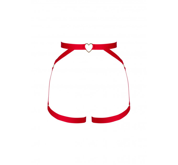 Портупея пояс Obsessive Elianes harness, красная, XS/S