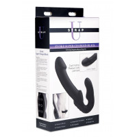 Страпон подвійний Evoke Vibrating Strapless Strap-On - Чорний