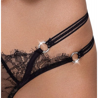 Стринги кружевные Cottelli Collection с открытым доступом, черные, S/M