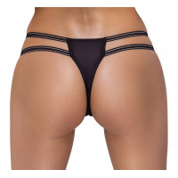 Стринги кружевные Cottelli Collection с открытым доступом, черные, S/M