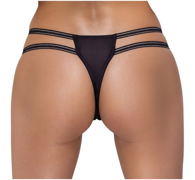 Стринги кружевные Cottelli Collection с открытым доступом, черные, S/M