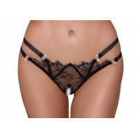 Стринги кружевные Cottelli Collection с открытым доступом, черные, S/M