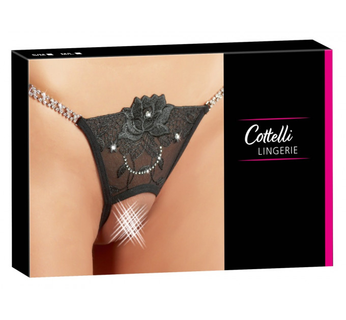 Стринги Cottelli Collection с открытым доступом и вышивкой, S/M