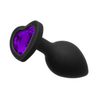 Анальна пробка Black Silicone Heart Purple