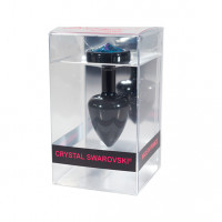 Анальний корок з каменем Diogol - Anni Butt Plug Round 25 mm Black & Blue
