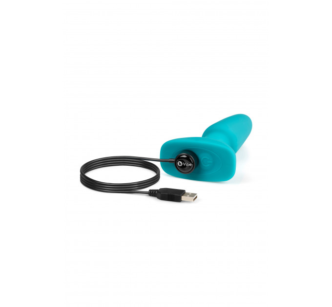 Анальна пробка з вібрацією та імітацією риммінгу b-Vibe Rimming Plug 2, блакитна